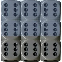 SET DE 12 DADOS D6 16MM OPACOS GRIS C/NEGRO