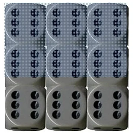 SET DE 12 DADOS D6 16MM OPACOS GRIS C/NEGRO