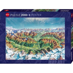 Puzzle 2000 pzs. Map Art, Alpine Mountain World