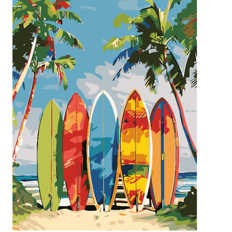 KIT PAINT BY NUMBERS TABLAS DE SURF II 40x50