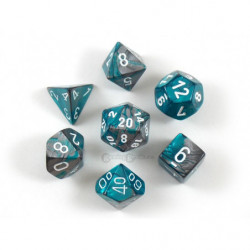 SET DE 7 DADOS GEMINI ACERO-TEAL C/BLANCO