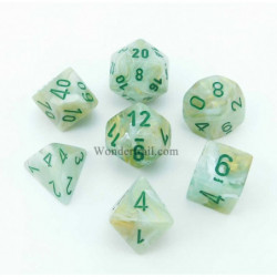 SET DE 7 DADOS MARMOLEADO VERDE C/VERDE OSCURO