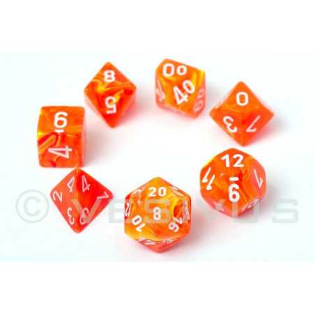 SET DE 7 DADOS VORTEX SOLAR C/BLANCO