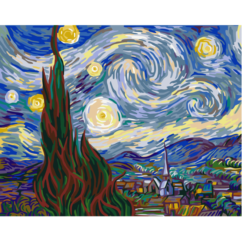 KIT PAINT BY NUMBERS NOCHE ESTRELLADA - VAN GOGH 50X65