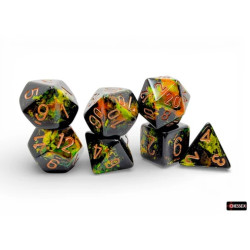 SET DE 7 DADOS BRUSH DEEP FOREST C/DORADO