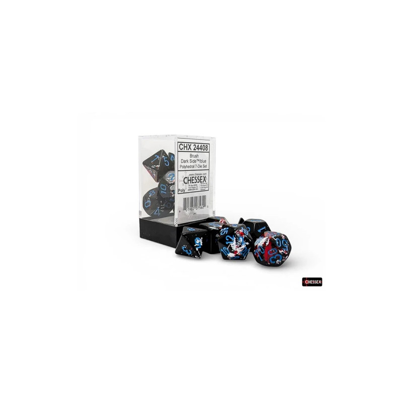 SET DE 7 DADOS BRUSH DARK SIDE C/AZUL