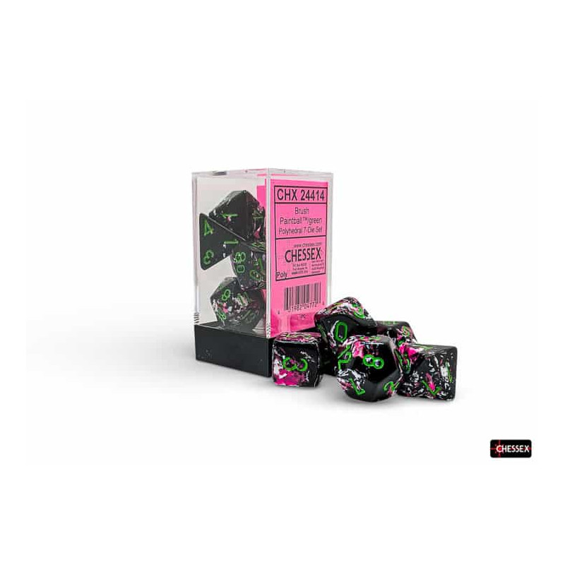 SET DE 7 DADOS BRUSH PAINTBALL C/VERDE