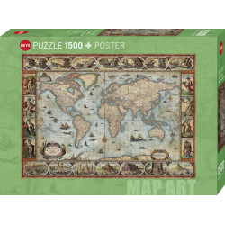 Puzzle 1500 pzs. Map Art, Willem Blaeu World