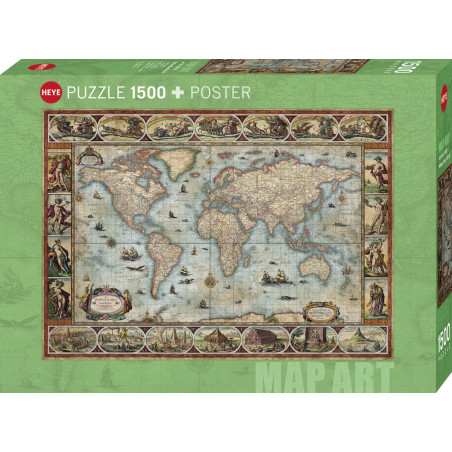 Puzzle 1500 pzs. Map Art, Willem Blaeu World