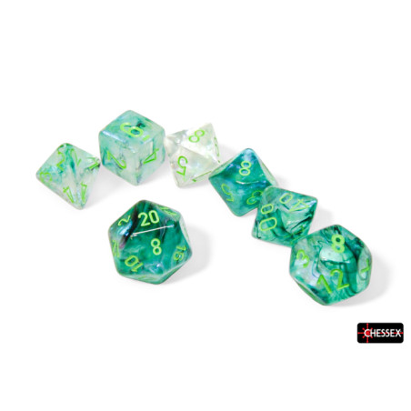 SET DE 7 DADOS BOREALIS KELP C/ VERDE CLARO LUMINOSO