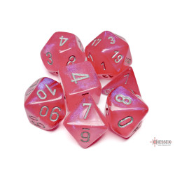 SET DE 7 DADOS BOREALIS ROSADO C/ PLATA LUMINOSO