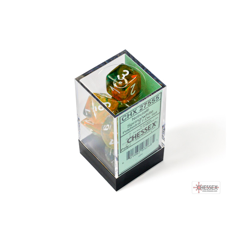 SET DE 7 DADOS NEBULA SPRING C/ BLANCO BRILLANTE