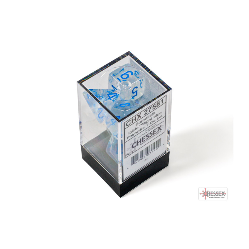 SET DE 7 DADOS BOREALIS ICICLE C/ CELESTE LUMINOSO