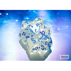 SET DE 7 DADOS BOREALIS ICICLE C/ CELESTE LUMINOSO