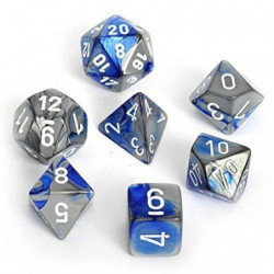 SET DE 7 DADOS GEMINI AZUL-ACERO C/BLANCO
