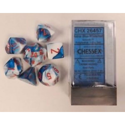 SET DE 7 DADOS GEMINI ASTRAL AZUL-BLANCO C/ROJO