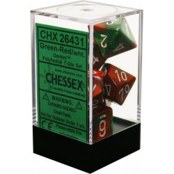 SET DE 7 DADOS GEMINI VERDE-ROJO C/BLANCO