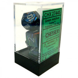 SET DE 7 DADOS FESTIVE VERDE C/PLATA