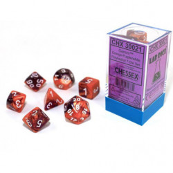 SET DE 7 DADOS LAB DICE GEMINI NARANJA-MORADO C/BLANCO