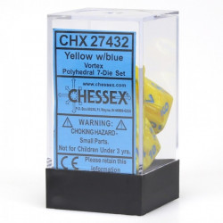 SET DE 7 DADOS VORTEX AMARILLO C/AZUL