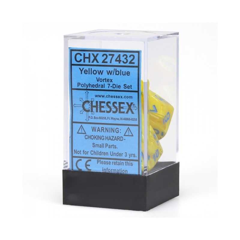 SET DE 7 DADOS VORTEX AMARILLO C/AZUL