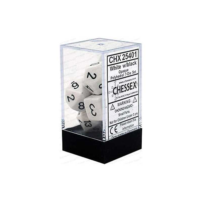 SET DE 7 DADOS OPACOS BLANCO C/NEGRO