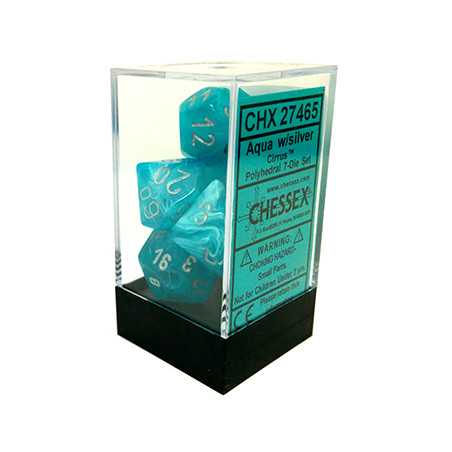 SET DE 7 DADOS CIRRUS AQUA C/PLATA