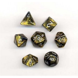 SET DE 7 DADOS LEAF NEGRO DORADO C/PLATA