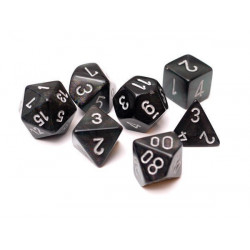 SET DE 7 DADOS BOREALIS HUMO C/PLATA