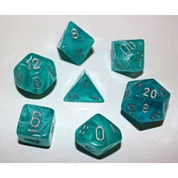SET DE 7 DADOS CIRRUS AQUA C/PLATA