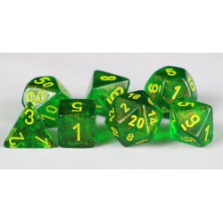 SET DE 7 DADOS BOREALIS MAPLE VERDE C/AMARILLO