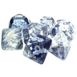 SET DE 7 DADOS NEBULA NEGRO C/BLANCO