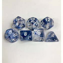 SET DE 7 DADOS NEBULA NEGRO C/BLANCO