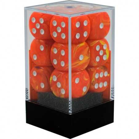 Set De 5 Dados De 16 Mm En Plata Y Blanco – Fabricados En Alemania Con Acrílico (PMMA) Para Juegos De Mesa