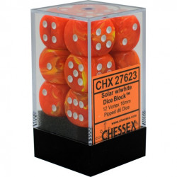 SET DE 12 DADOS D6 16MM VORTEX SOLAR C/BLANCO